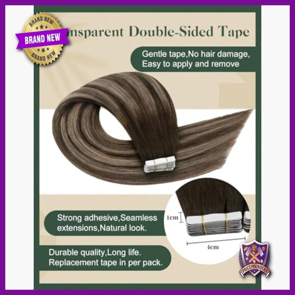 18 Inch Human Hair Tape-In Extensions, 20 Pieces 50G, Straight Smooth Texture main image 4